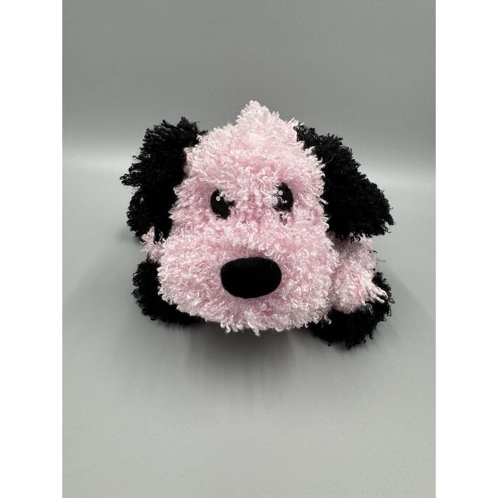 Pink Black Puppy Dog Plaid Bows Design Plush R&K Sales Stuffed Animal 9”
